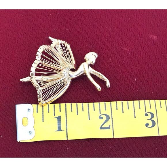 VTG Natacha Brooks Brooch Ballerina Gold Tone 1950s Pin - Picture 5 of 5